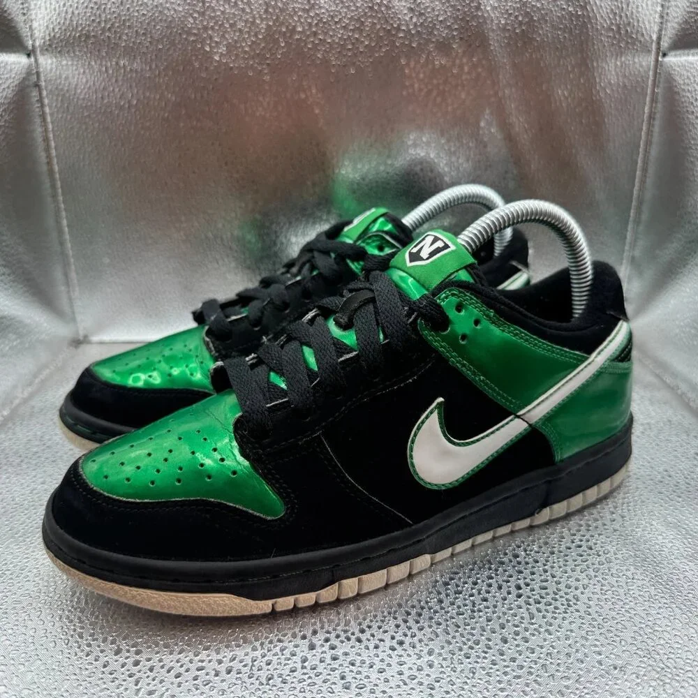 Size 5.5 Nike Dunk Kids Black Green Lantern Low Top Athletic Sneakers 310569-911 - Picture 6 of 11